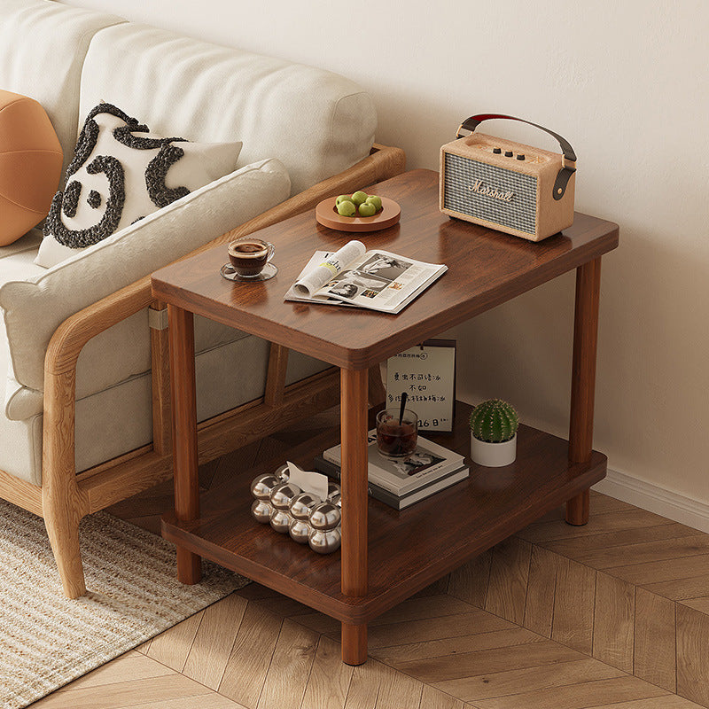 Modern Minimalist MDF Rounded Rectangular Side Table 2-Tier For Living Room