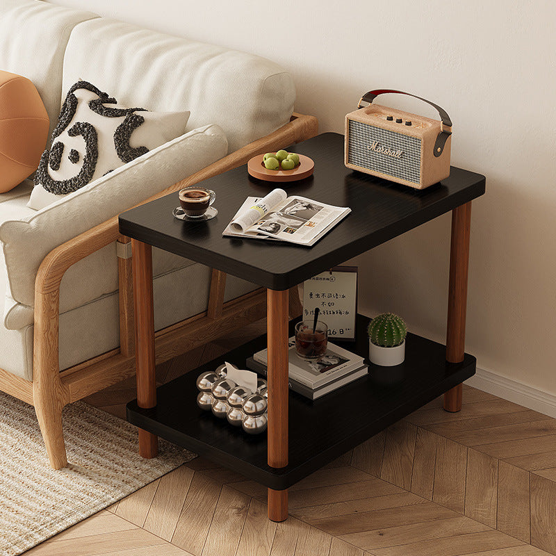 Modern Minimalist MDF Rounded Rectangular Side Table 2-Tier For Living Room