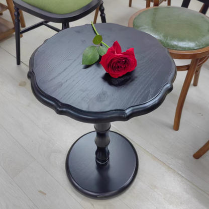 Traditional Chinese Solid Wood Round Cylindrical End Table 1-Tier For Living Room