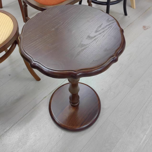 Traditional Chinese Solid Wood Round Cylindrical End Table 1-Tier For Living Room