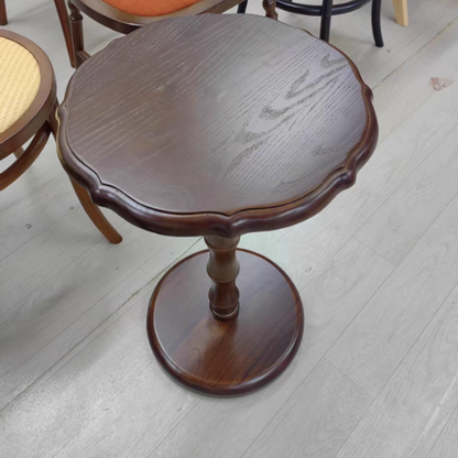 Traditional Chinese Solid Wood Round Cylindrical End Table 1-Tier For Living Room