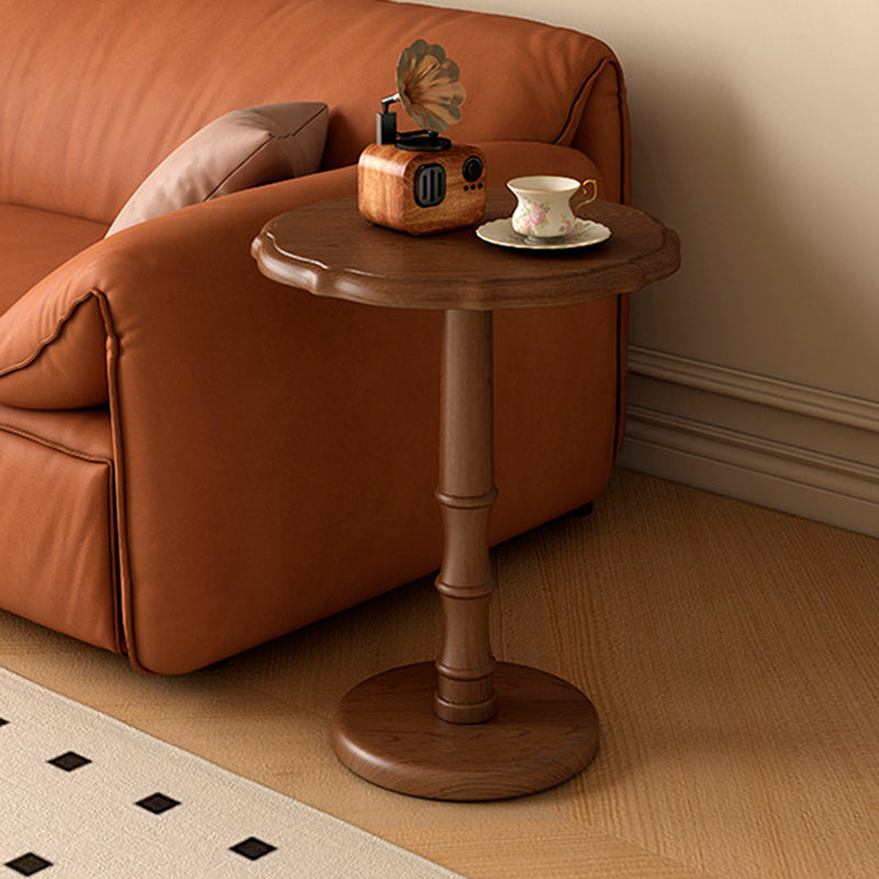 Traditional Chinese Solid Wood Round Cylindrical End Table 1-Tier For Living Room