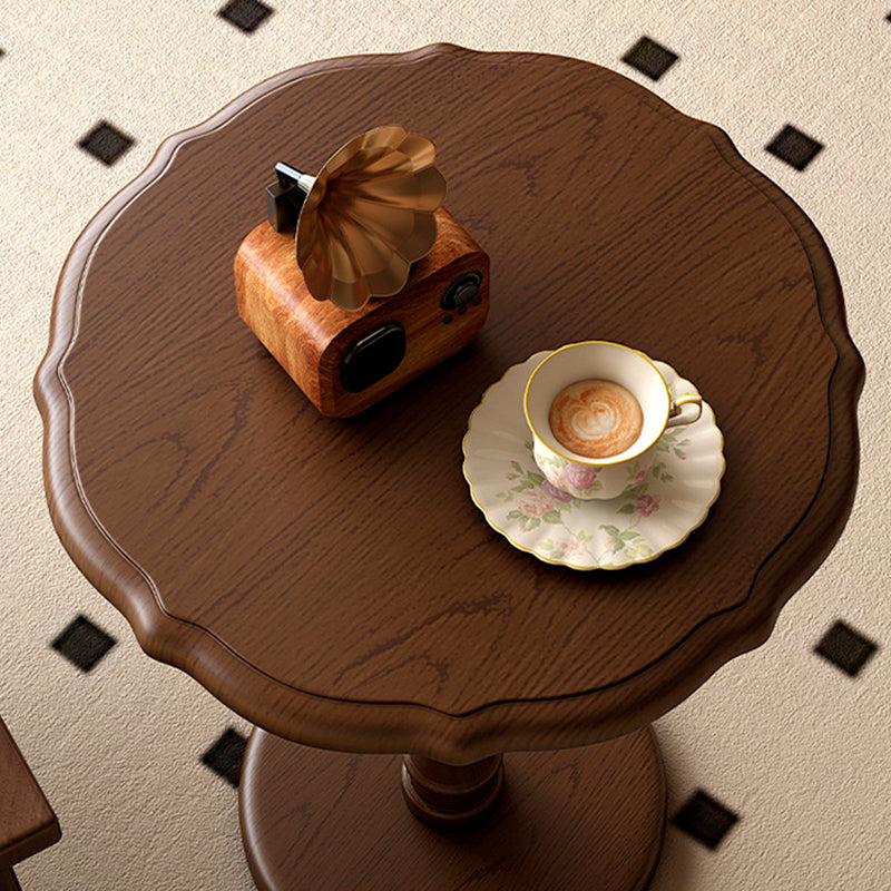 Traditional Chinese Solid Wood Round Cylindrical End Table 1-Tier For Living Room