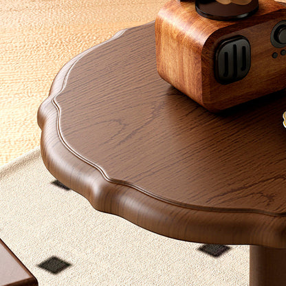 Traditional Chinese Solid Wood Round Cylindrical End Table 1-Tier For Living Room