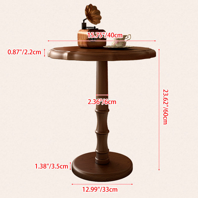Traditional Chinese Solid Wood Round Cylindrical End Table 1-Tier For Living Room