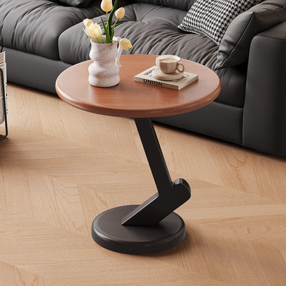Contemporary Scandinavian Solid Wood Round End Table 1-Tier For Living Room