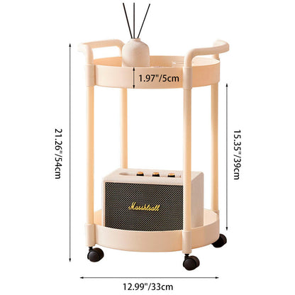 Modern Minimalist PP Plastic Round Mobile Side Table 2-Tier For Living Room