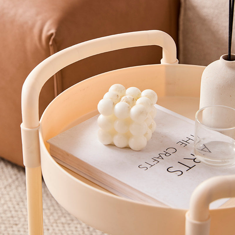 Modern Minimalist PP Plastic Round Mobile Side Table 2-Tier For Living Room