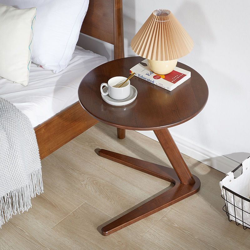 Traditional Chinese Solid Wood Round Triangle-Base End Table 1-Tier For Living Room