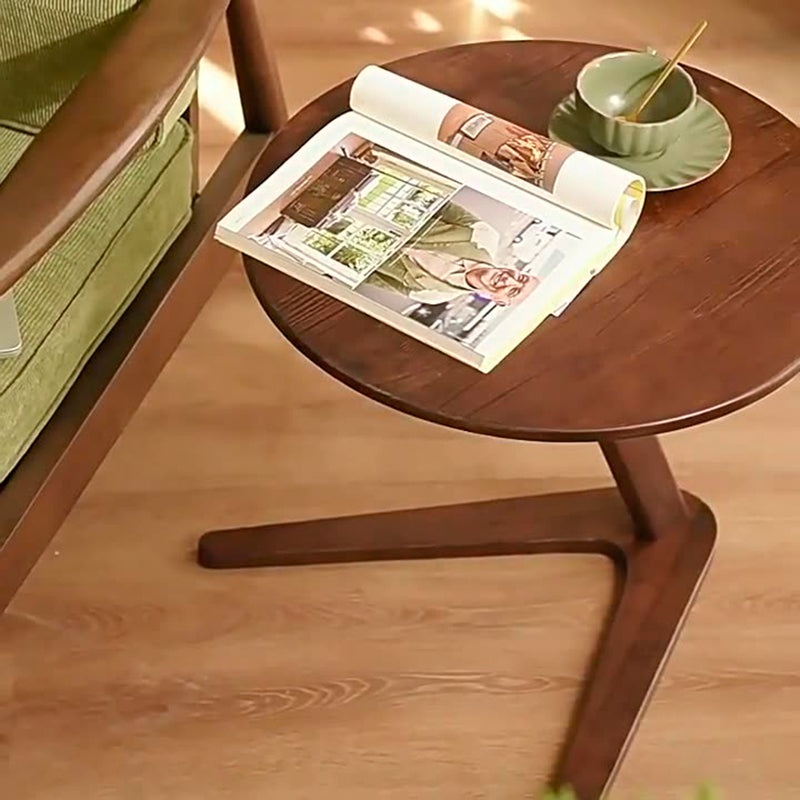 Traditional Chinese Solid Wood Round Triangle-Base End Table 1-Tier For Living Room