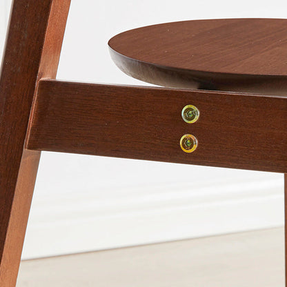 Traditional Chinese Rubberwood Round Triangular Side Table 2-Tier For Living Room