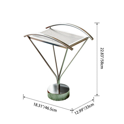 Contemporary Creative Stainless Steel Curved Hollow Square End Table 1-Tier For Living Room