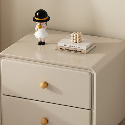 Modern Luxury Solid Wood Hardware Rounded-Square Nightstand 2-Drawer For Bedroom