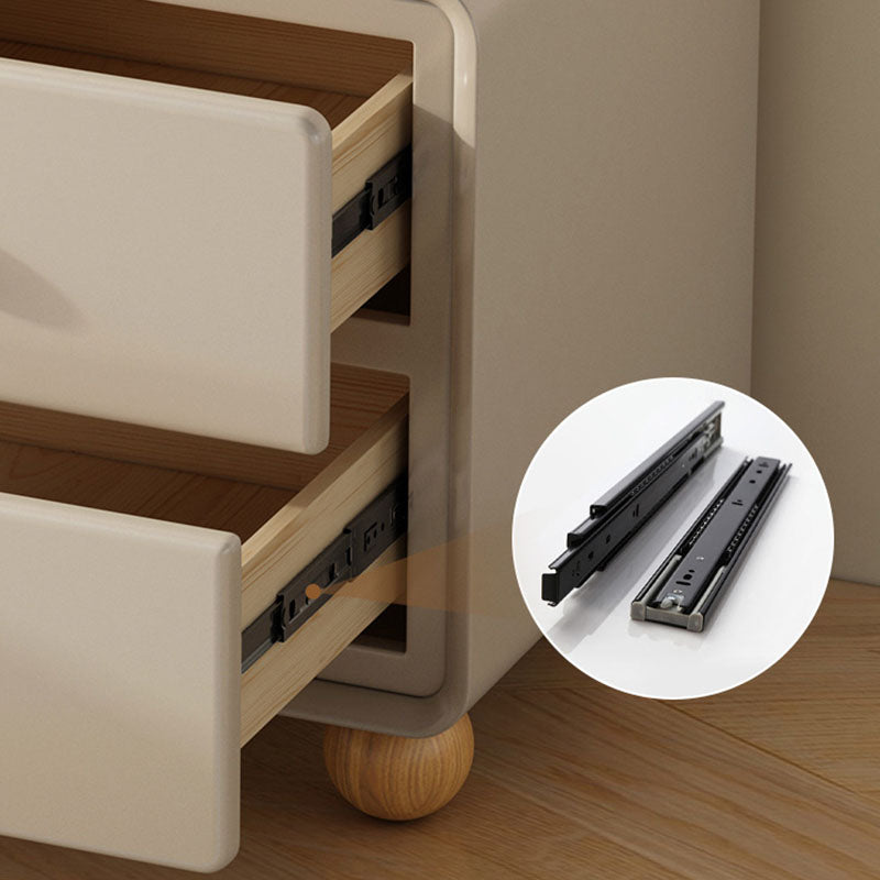 Modern Luxury Solid Wood Hardware Rounded-Square Nightstand 2-Drawer For Bedroom
