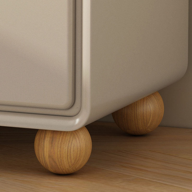 Modern Luxury Solid Wood Hardware Rounded-Square Nightstand 2-Drawer For Bedroom