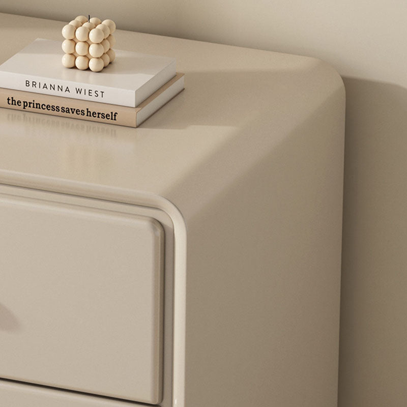 Modern Luxury Solid Wood Hardware Rounded-Square Nightstand 2-Drawer For Bedroom