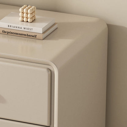 Modern Luxury Solid Wood Hardware Rounded-Square Nightstand 2-Drawer For Bedroom