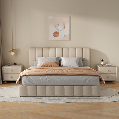 Modern Luxury Solid Wood Hardware Rounded-Square Nightstand 2-Drawer For Bedroom