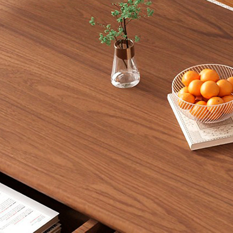Traditional Chinese Rubberwood Rounded Rectangular Coffee Table 2-Tier For Living Room