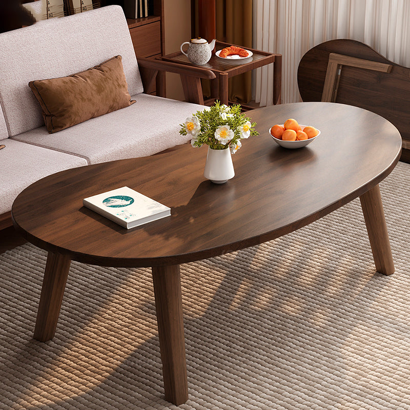 Traditional Japanese Engineered Wood Metal Curved Cashew-Shaped Coffee Table 1-Tier For Living Room