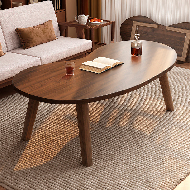Traditional Japanese Engineered Wood Metal Curved Cashew-Shaped Coffee Table 1-Tier For Living Room