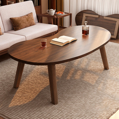 Traditional Japanese Engineered Wood Metal Curved Cashew-Shaped Coffee Table 1-Tier For Living Room