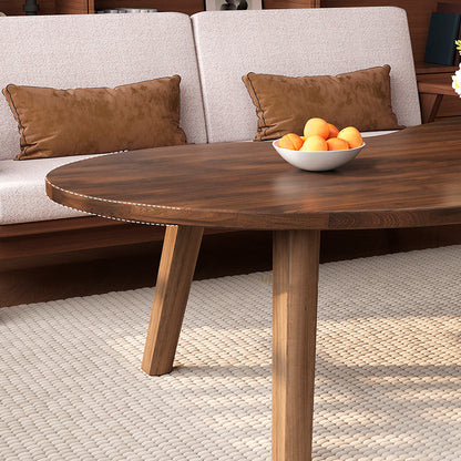 Traditional Japanese Engineered Wood Metal Curved Cashew-Shaped Coffee Table 1-Tier For Living Room