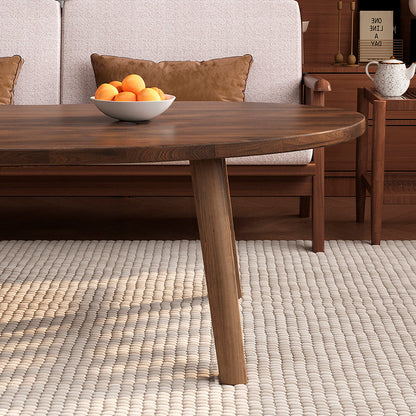 Traditional Japanese Engineered Wood Metal Curved Cashew-Shaped Coffee Table 1-Tier For Living Room