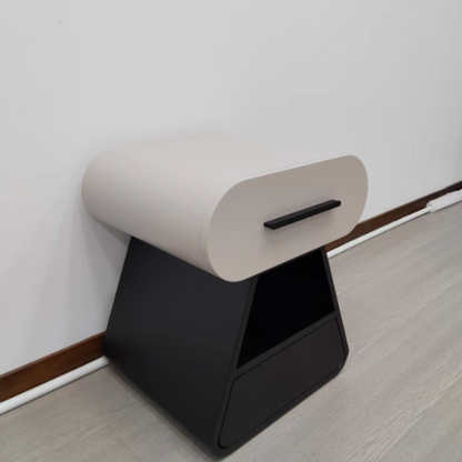 Contemporary Creative Medium-Density Fiberboard Solid Wood Conical Oval Nightstand 2-Drawer For Bedroom