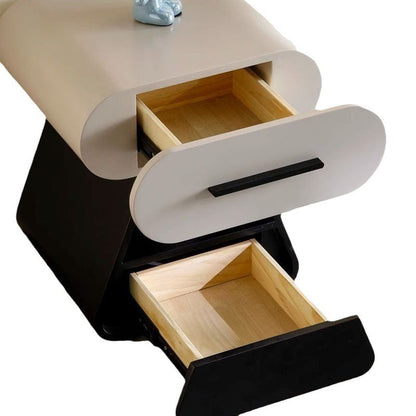Contemporary Creative Medium-Density Fiberboard Solid Wood Conical Oval Nightstand 2-Drawer For Bedroom