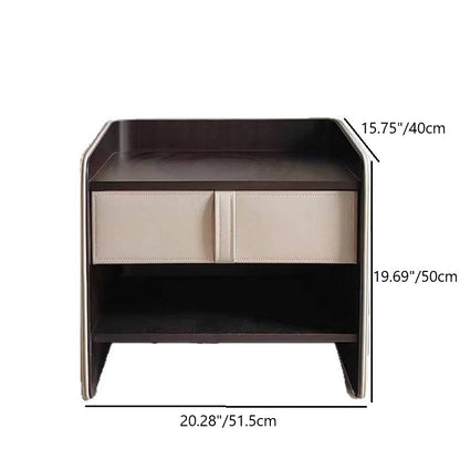 Contemporary Creative Faux Leather Medium-Density Fiberboard Rounded Square Curved Nightstand 1-Drawer For Bedroom