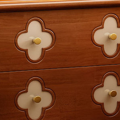 Traditional French Rubberwood & Metal Clover-Shaped Square Nightstand 2-Drawer For Bedroom