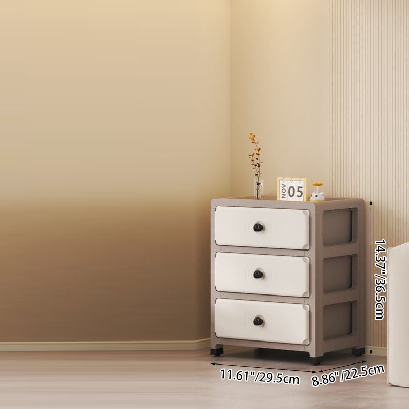 Modern Minimalist PP Plastic Square Storage Cabinet 3-Storages For Living Room
