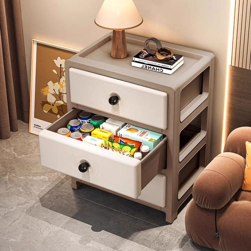 Modern Minimalist PP Plastic Square Storage Cabinet 3-Storages For Living Room