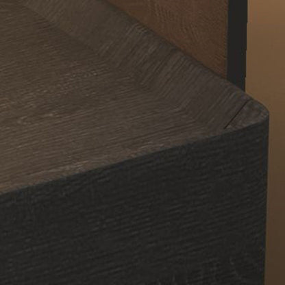 Contemporary Creative Solid Wood Multilayer Board Saddle Leather Tempered Glass Rounded Square Nightstand 1 Drawer For Bedroom