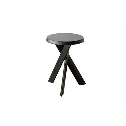 Traditional Vintage Rubberwood Round Cross Side Table 1 Tier For Living Room
