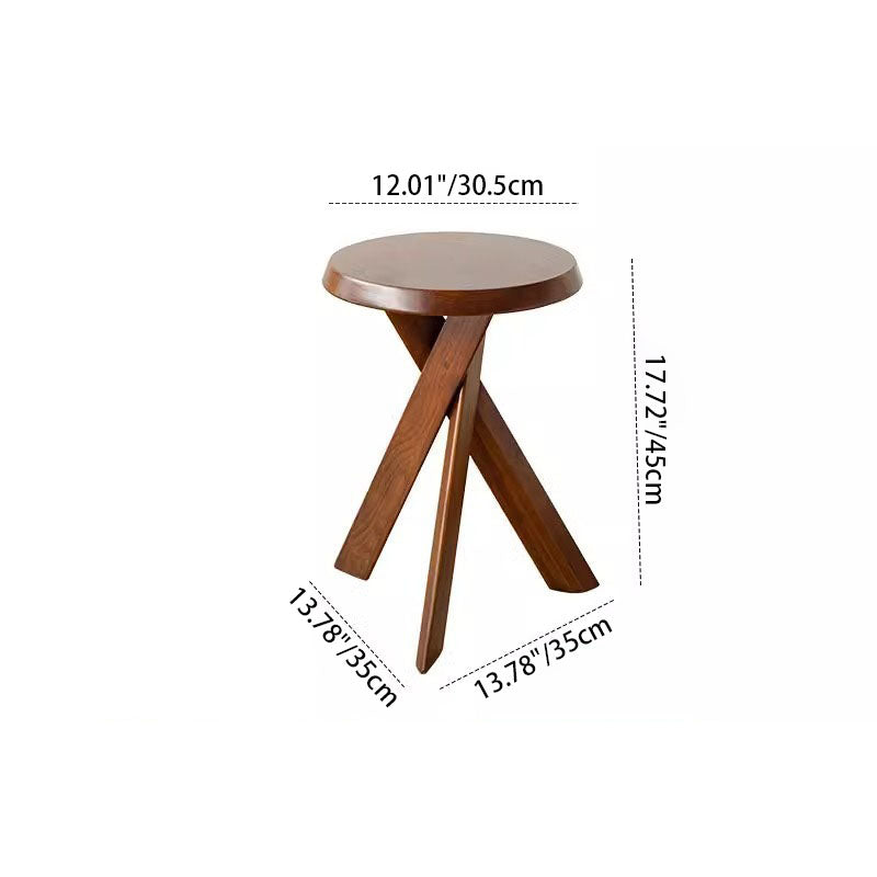 Traditional Vintage Rubberwood Round Cross Side Table 1 Tier For Living Room