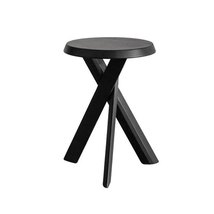 Traditional Vintage Rubberwood Round Cross Side Table 1 Tier For Living Room