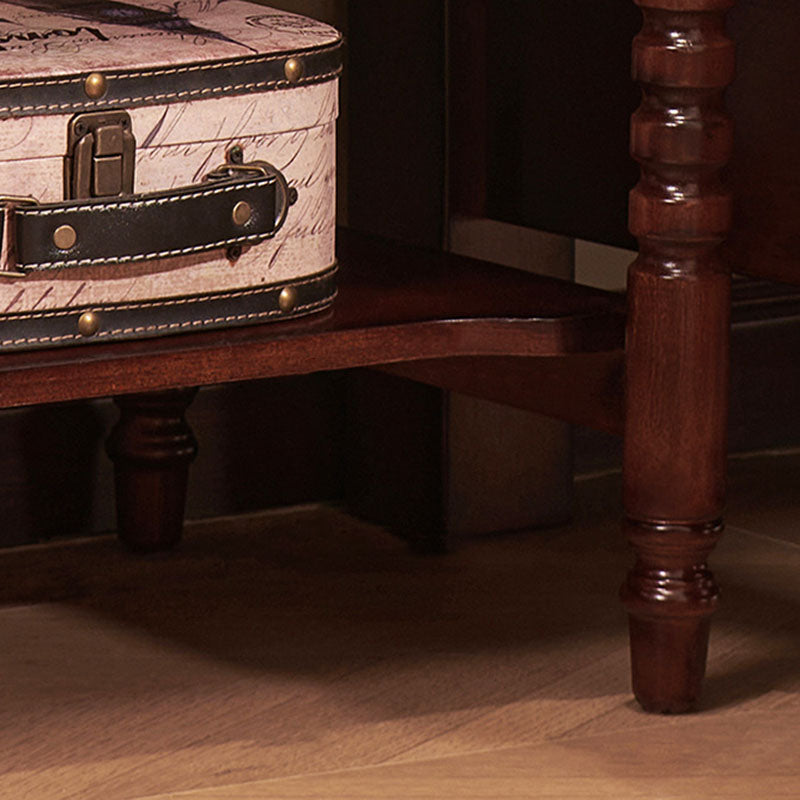 Traditional French Solid Wood Metal Roman Column Square Nightstand 1 Drawer For Bedroom