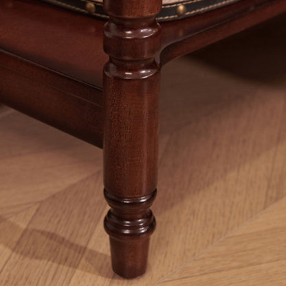 Traditional French Solid Wood Metal Roman Column Square Nightstand 1 Drawer For Bedroom