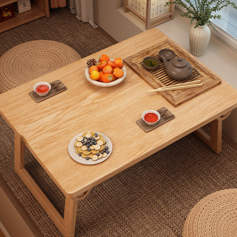 Traditional Japanese Pine Wood Rubberwood Foldable Rectangular Coffee Table 1 Tier For Living Room