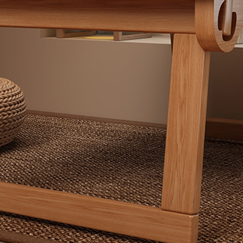 Traditional Japanese Pine Wood Rubberwood Foldable Rectangular Coffee Table 1 Tier For Living Room