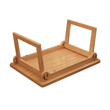 Traditional Japanese Pine Wood Rubberwood Foldable Rectangular Coffee Table 1 Tier For Living Room