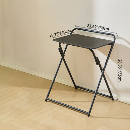 Modern Minimalist Engineered Wood Steel Tube Foldable Rectangular Side Table 1 Tier For Living Room