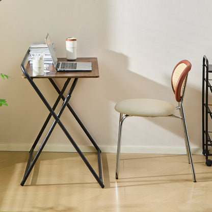 Modern Minimalist Engineered Wood Steel Tube Foldable Rectangular Side Table 1 Tier For Living Room