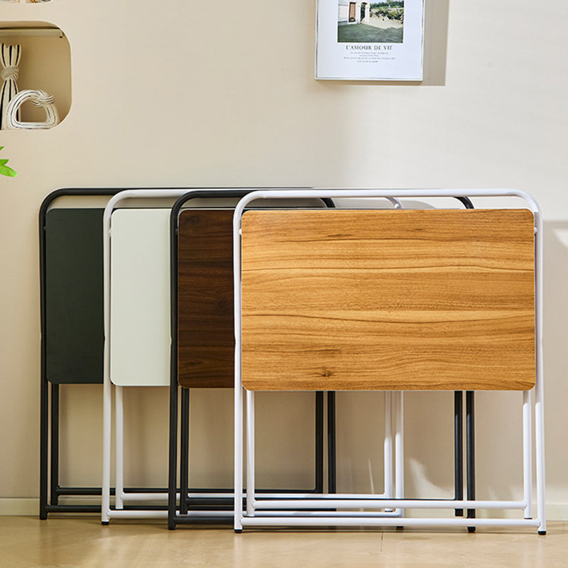 Modern Minimalist Engineered Wood Steel Tube Foldable Rectangular Side Table 1 Tier For Living Room