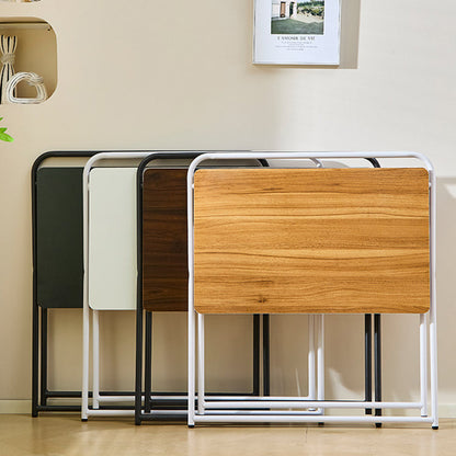 Modern Minimalist Engineered Wood Steel Tube Foldable Rectangular Side Table 1 Tier For Living Room