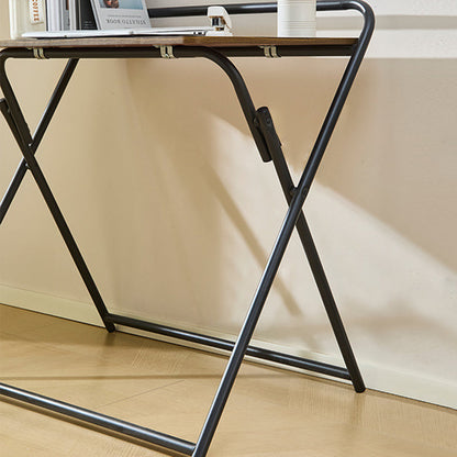 Modern Minimalist Engineered Wood Steel Tube Foldable Rectangular Side Table 1 Tier For Living Room