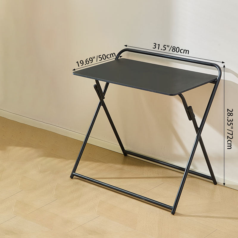 Modern Minimalist Engineered Wood Steel Tube Foldable Rectangular Side Table 1 Tier For Living Room