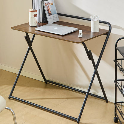 Modern Minimalist Engineered Wood Steel Tube Foldable Rectangular Side Table 1 Tier For Living Room